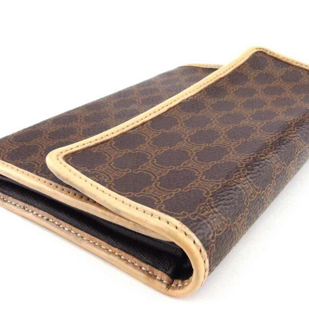 CELINE tri-fold wallet macadam beige PVC �~ leather Authentic  used - Picture 3 of 8